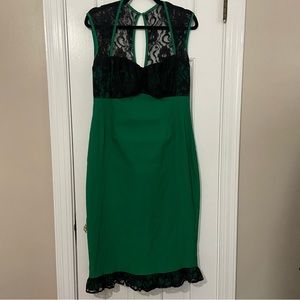 Pinup Couture Dress in Green & Black Lace - 2X